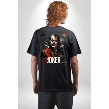 Joker Joaquin Phoenix Efsane Oyuncu Kadın Erkek Ön Minimal Sırt Baskılı Siyah Pamuklu Tişört