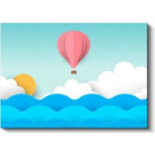 Pembe Sıcak Hava Balonu - Gökyüzü Macerası Kanvas Tablo
