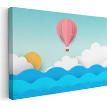 Pembe Sıcak Hava Balonu - Gökyüzü Macerası Kanvas Tablo