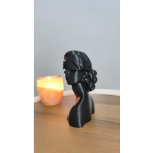Siyah Renk Bereketli Çiçekler Kadın Dekor Dekorasyon Biblo Heykel Ev Dekorasyonu Hediyelik 14 cm