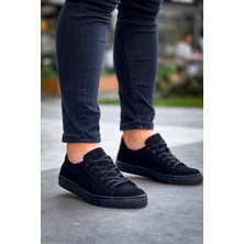 Erkek Ayakkabı  Siyah Süet Siyah Yüksek Taban Bağcıklı Günlük Erkek Ayakkabı