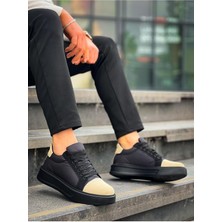 Erkek AYAKKABIKB-X46 Kuback Siyah Bej Yüksek Siyah Taban Günlük Spor Ayakkabı