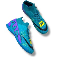 Mercurıal Çoraplı Halısaha Ayakkabı Turkuaz Mor Desenli