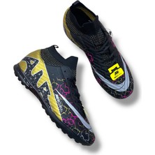 Mercurıal Çoraplı Halısaha Ayakkabı Siyah Altın Desenli