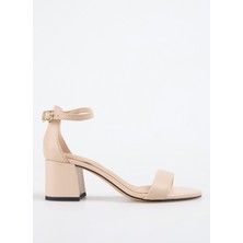 Tommy Hilfiger Deri Bej Kadın Topuklu Sandalet FW0FW08673