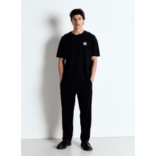 American Vintage Bisiklet Yaka Siyah Erkek T-Shirt MYKO02AE25TEN