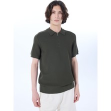 Jeep Polo Yaka Relaxed Düz Haki Erkek Kazak J5SM-KZK7211