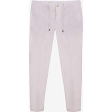 Fabrika Bağlamalı Bel Duble Paça Kırık Beyaz Erkek Chino Pantolon F5SM-PNT 2721