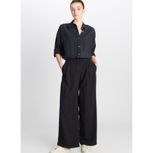 Wrangler Yüksek Bel Relaxed Siyah Kadın Pantolon W2510473001-BOL Paça Tencel Pantolo