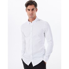 Altınyıldız Classics Slim Fit Düğmeli Yaka Beyaz Erkek Gömlek ACE020252222_BYZ