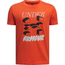 Under Armour Baskılı Kırmızı Erkek Çocuk T-Shirt 1390003-847-UA B Splıt Bıg Logo Ss