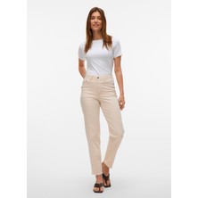 Vero Moda Yüksek Bel Düz Paça Mom Fit Ekru Kadın Denim Pantolon Vmtessa Hr Mom Jeans Ecru Ga