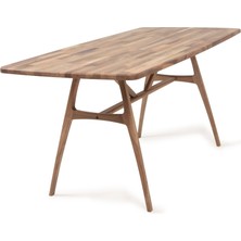 Unboxdeco 8 Kişilik Slim Ceviz Masa, Masif Ahşap Masa, %100 Doğal Ahşap Masa, Modern Masa, 180x80cm Retro Masa