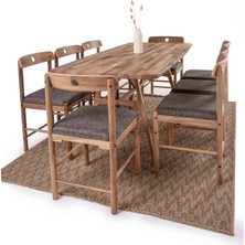 Unboxdeco 8 Kişilik Slim Ceviz Masa, Masif Ahşap Masa, %100 Doğal Ahşap Masa, Modern Masa, 180x80cm Retro Masa