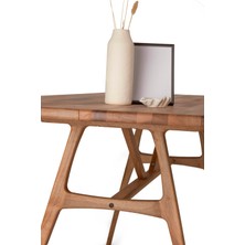 Unboxdeco 8 Kişilik Slim Ceviz Masa, Masif Ahşap Masa, %100 Doğal Ahşap Masa, Modern Masa, 180x80cm Retro Masa