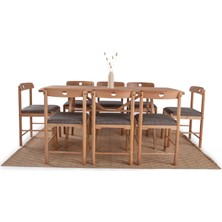 Unboxdeco 8 Kişilik Slim Ceviz Masa, Masif Ahşap Masa, %100 Doğal Ahşap Masa, Modern Masa, 180x80cm Retro Masa