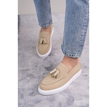 Bloom Bağcıksız Püsküllü Süet Erkek Günlük Spor Klasik Ayakkabı Bt - Krem