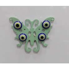 Yeşil Magnet Kelebek 5 x 6 cm  Nazar Boncuk Metal Cam Tasarım Home Dekoratif Renkli Çocuk Oda 1 Adet