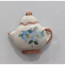 El Yapım Çiçekli Servis Demlik Magnet Seramik Sanat Krem Concept El Yapım Ev Ürün Ufak 1 Adet