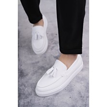 Bloom Bağcıksız Püsküllü Cilt Erkek Günlük Spor Klasik Ayakkabı Bt - Beyaz