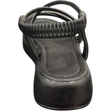 Ventes 58157Z Taş Şeritli Bilekten Lastikli 3cm Topuk Boyu Günlük Kadın Şık Sandalet