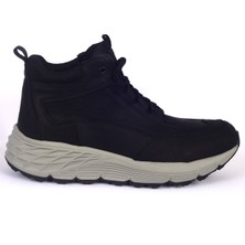 Bulldozer 250058 Bağcıklı Ortapedik Iç Taban Kauçuk Lat Tabanlı Yarım Boğazlı Siyah Erkek Bot