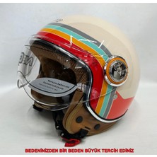 Nero Yarım Kask Tk-06 Parlak Krem Renk - Şefaf Vizörlü