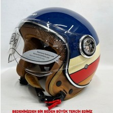 Nero Yarım Kask Tk-06 Parlak Lacivert Renk - Şefaf Vizörlü