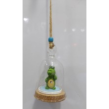 Cam Fanus 9cm Çılgın Küre Hediyelik Asmalık Ipli Özel Tasarım Yeşil Hayvan Timsah Kutulu 1 Adet