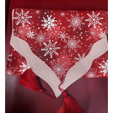 Runner Kırmızı Yılbaşı Kar Tanesi Desen Ev Yaşam Tekstil Dekorasyon Çift Taraflı Kullanım 1 Adet