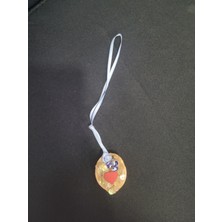 El Yapım Ceviz Nazar Kalp Asmalık Süs Ip Dahil 20 cm  1 Adet