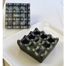 Kapaklı Zamak Döküm Kare Küllük Metal Kül Tablası - Kafe Küllüğü Sarı-Kahve  721608