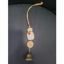 Sunshine Ahşaplı Seramik Kardan Adamlı Zilli Hasır Ip Dahil 31CM 1 Adet