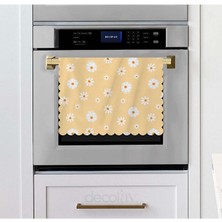 Pastel Sarı Zemin Nazik Papatyalar Tasarımlı Lazer Kesim Fırın Örtüsü 40X53CM