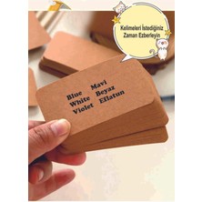 Kraft Boş Kelime Kartları 5,5x8,5 cm 50 Adet Oval Kesimli Kraft Etiket Kart