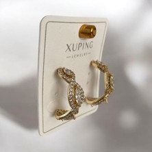 Xupıng Taş Vidalı  Gold Renkli Paslanmaz Çelik Küpe
