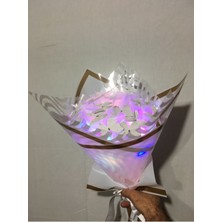 LED Işıklı 20 Li Beyaz Kelebek Çiçek Buketi