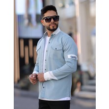 YXC Trend Maker Erkek Slim Fit Dar Kesim Uzun Kollu Yaka Detaylı Çift Cepli Gömlek.