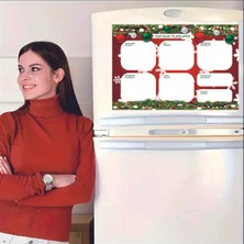 Yeni Yıl Temalı Magnet Planlayıcı 1 Adet 34,5 x 49,5  cm  ve 2 Kalem Hediyeli Aylık