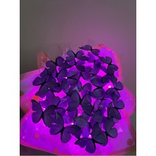 Online Çarşınız LED Işıklı Mor Kelebek Buket Modern Dekoratif Aksesuar Türkiye Menşeli Şık Tasarım