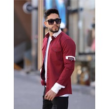 YXC Trend Maker Erkek Slim Fit Dar Kesim Uzun Kollu Yaka Detaylı Çift Cepli Gömlek.