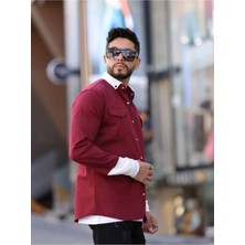 YXC Trend Maker Erkek Slim Fit Dar Kesim Uzun Kollu Yaka Detaylı Çift Cepli Gömlek.