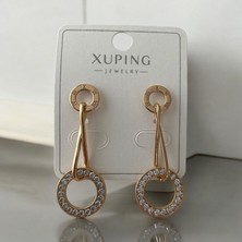 Xupıng Oval Taş Detaylı Gold Renkli Paslanmaz Çelik Küpe