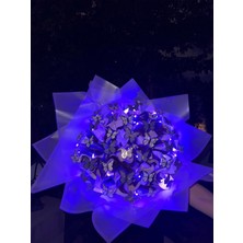 LED Işıklı Mat Mor Kelebek Buketi