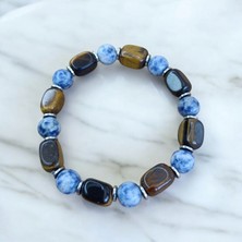 Kaplan Gözü  Taşı Bileklik Sodalit Taşı  Bileklik  Özel Tasarım Hakiki Doğal Taş Bileklik Hediyelik Ürünler