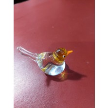Minyatür Cam Kuş Dekoratif Heykelcik Mini Ev Bahçe Dekor El Yapım Gold Güzel Aksesuar 1 Adet