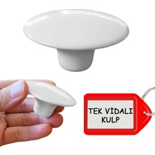 Plastik Kulp Beyaz Bombeli Düğme Mobilya Mutfak Dolap Dolabı Tek Vidalı Çekmece Kulbu Kulpları
