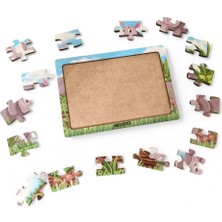 Gergedanlar 16 Parça Eğitici ve Öğretici Ahşap Çocuk Puzzle & Yapboz Bebek Çocuk Oyuncak