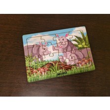 Gergedanlar 16 Parça Eğitici ve Öğretici Ahşap Çocuk Puzzle & Yapboz Bebek Çocuk Oyuncak