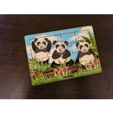 Pandalar 16 Parça Eğitici Öğretici Ahşap Çocuk Puzzle Yapboz Bebek Çocuk Oyuncak